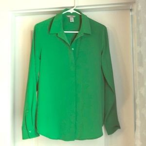 Green button down top